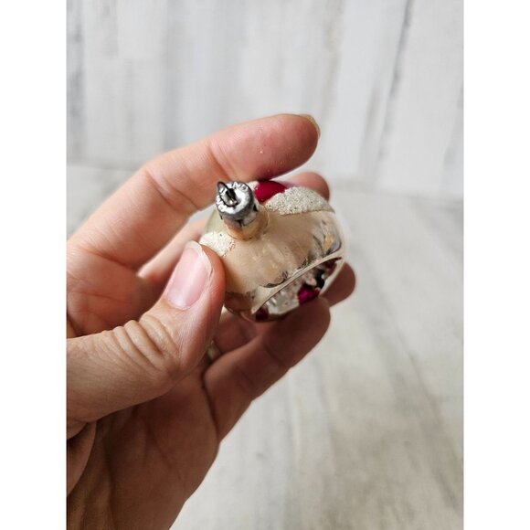 Vintage Mercury glass indent teardrop blue striped flocked ornament Xmas tree - Picture 5 of 13